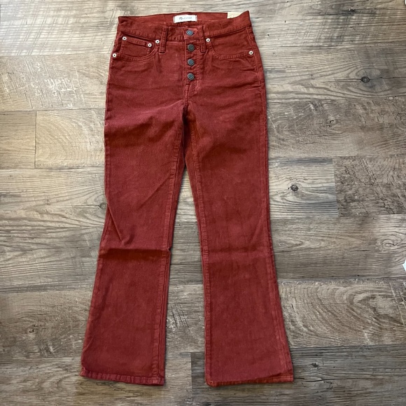 Madewell Cali Demi-Boot Jeans Corduroy Button-Fly High Rise Size 25 M0602 Rust - Picture 4 of 13